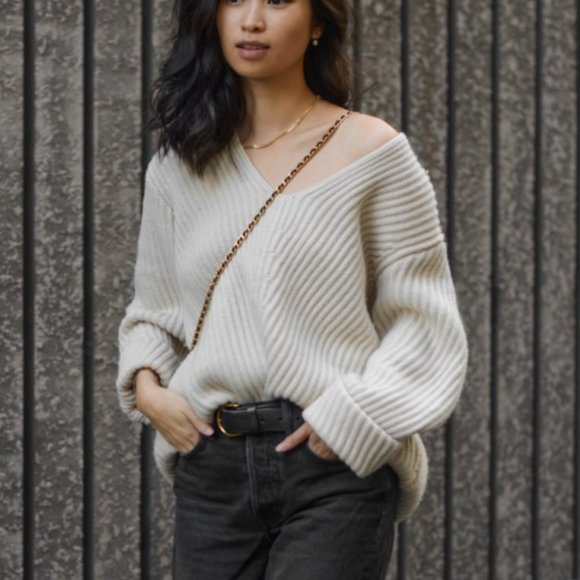 Acne Studios Sweaters - Ance Studio Beige Deborah Ribbed Wool Sweater